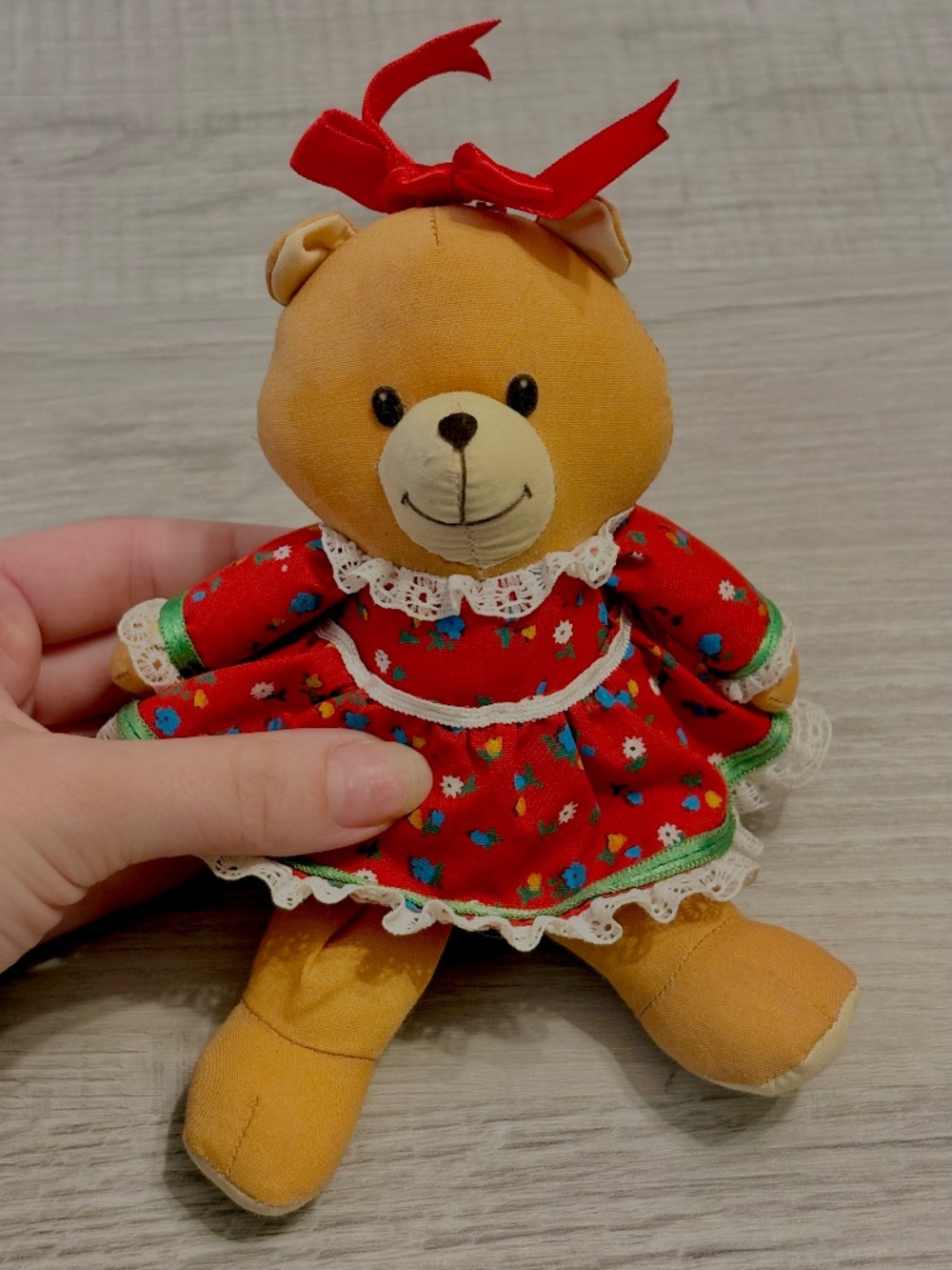 Vintage Russ Teddy Bear w/ Dress Bows Ruffles Lace from Korea Cottagecore Kawaii